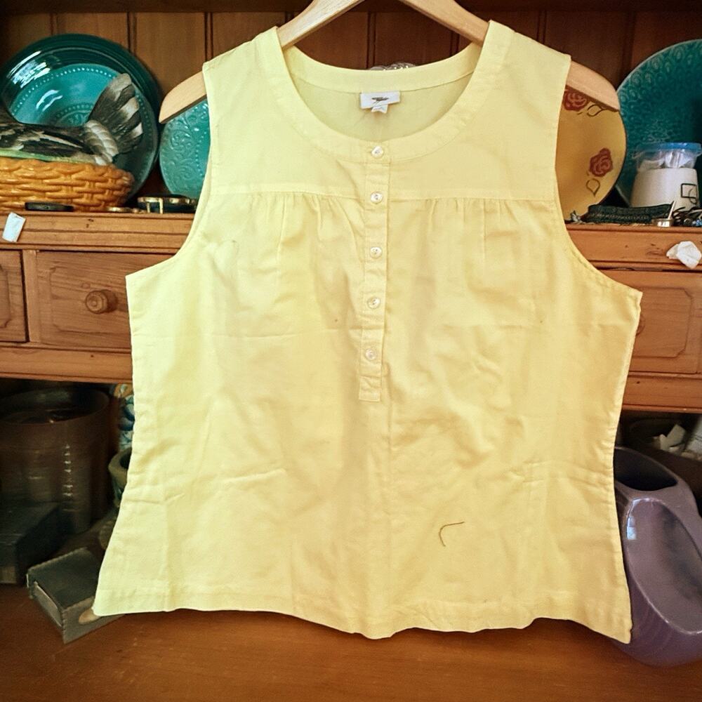 J.Jill Sleeveless Button Up NEW w Tags Blouse Top Sz L‎ Lined Sunshine Yellow